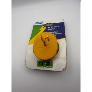 Camco Power Grip RV Electrical Adapter 15 Amp Male to 30 Amp Female Yellow 55223